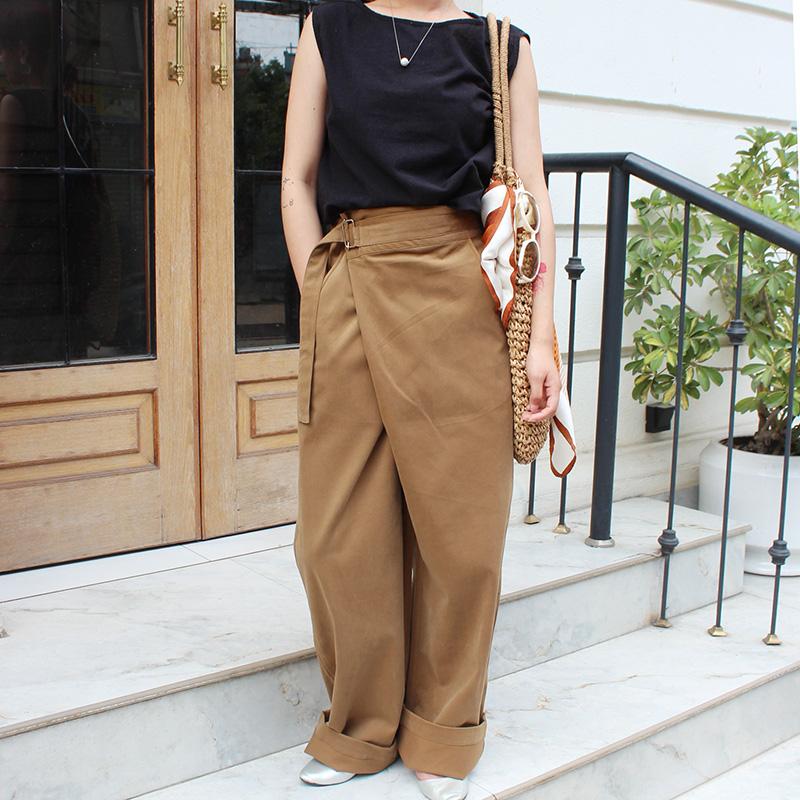 大人モード美脚パンツ◉ストレートラップパンツ　マスタード | 7枚目