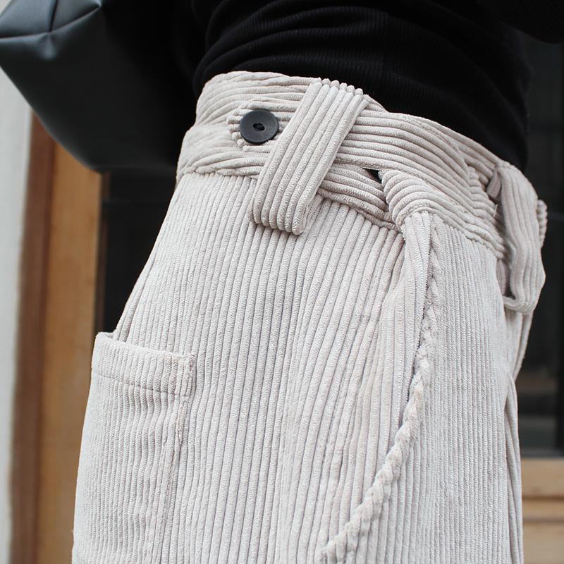 秋の新作◉ ワイドストレートコーデュロイパンツ　アイボリー | 9枚目