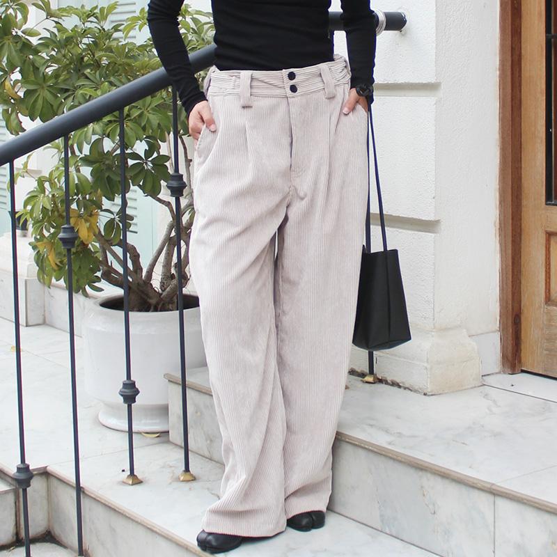 秋の新作◉ ワイドストレートコーデュロイパンツ　グレー | 10枚目