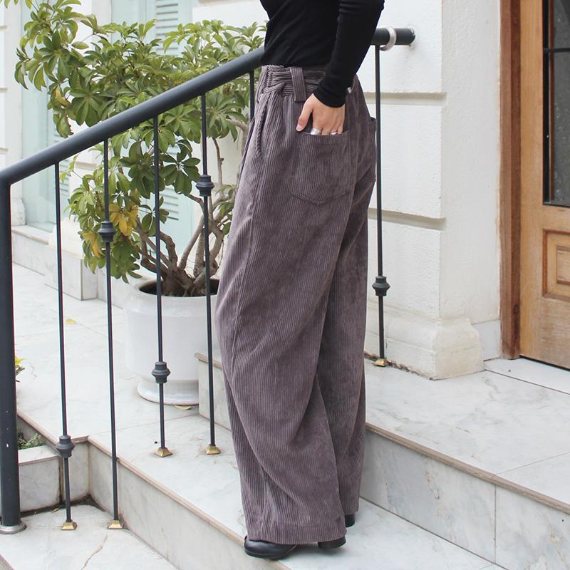秋の新作◉ ワイドストレートコーデュロイパンツ　グレー | 2枚目
