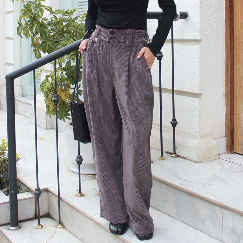 秋の新作◉ ワイドストレートコーデュロイパンツ　グレー | 4枚目