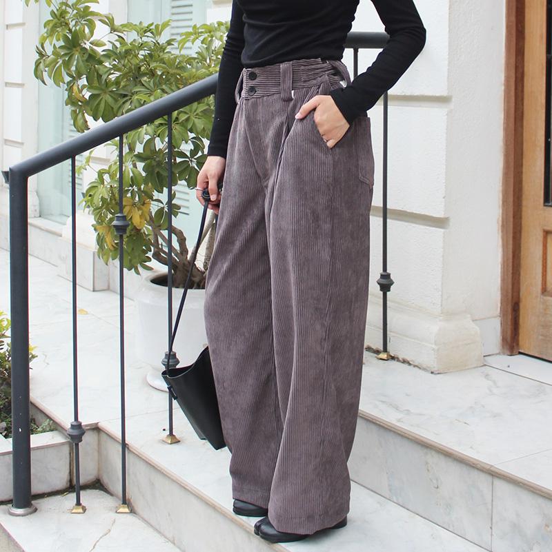 秋の新作◉ ワイドストレートコーデュロイパンツ　キャメル | 12枚目