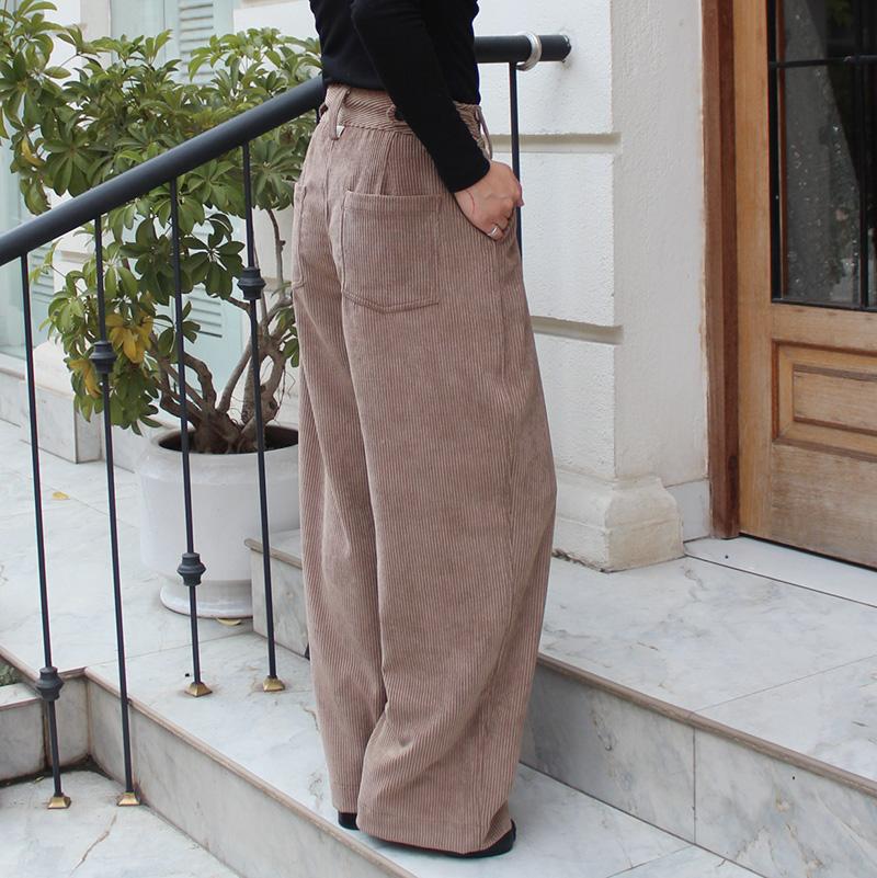 秋の新作◉ ワイドストレートコーデュロイパンツ　キャメル | 5枚目