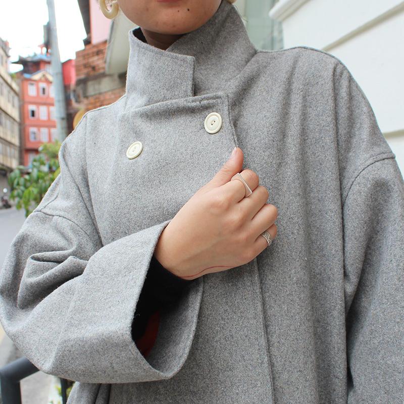 ほっこり冬素材◉ ウールチェスターコート　ライトグレー | 11枚目