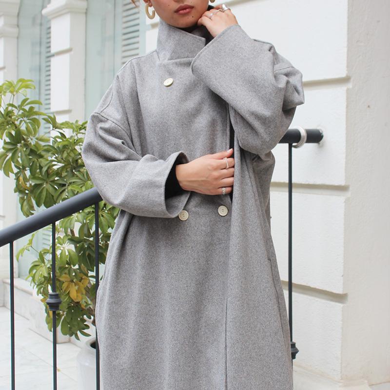 ほっこり冬素材◉ ウールチェスターコート　ライトグレー | 2枚目