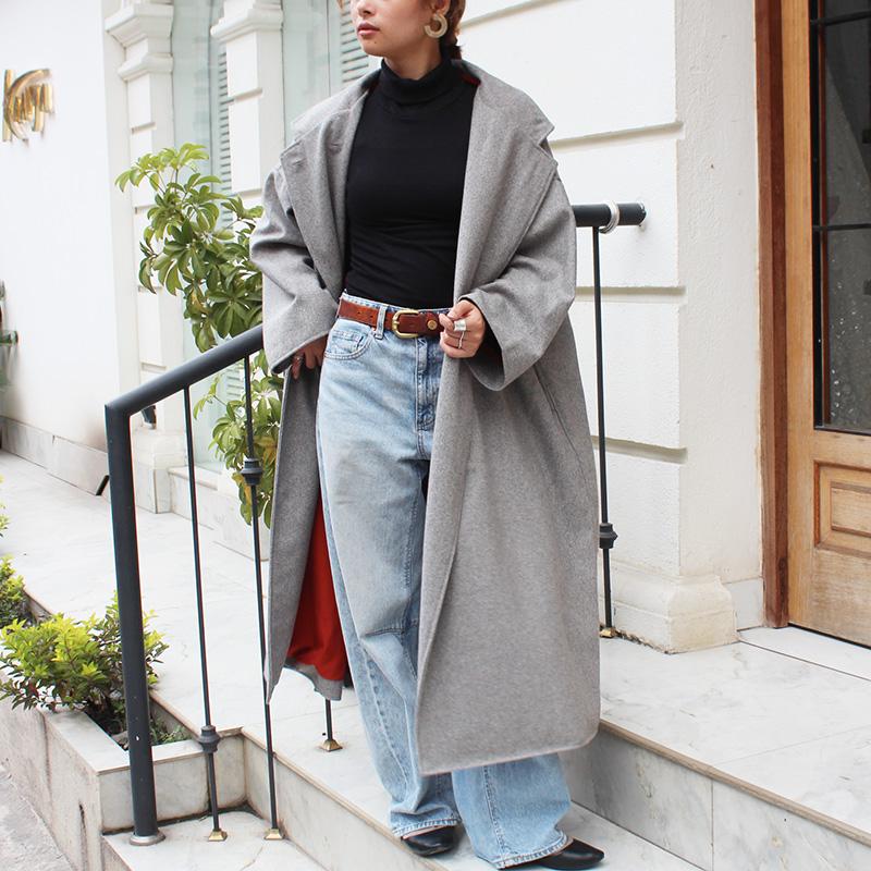 ほっこり冬素材◉ ウールチェスターコート　ライトグレー | 8枚目