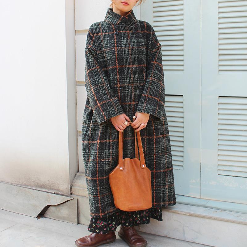 ほっこり冬素材◉ ウールチェスターコート　タータンチェック　ブラックエメラルド | 10枚目