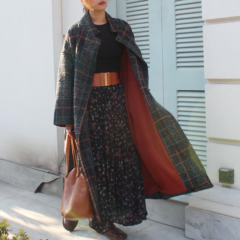 ほっこり冬素材◉ ウールチェスターコート　タータンチェック　ブラックエメラルド | 12枚目