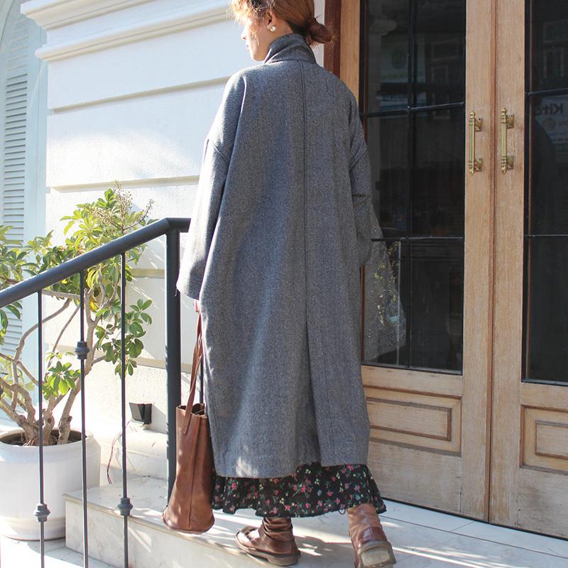 ほっこり冬素材◉ ウールオーバーコート　グレー | 2枚目