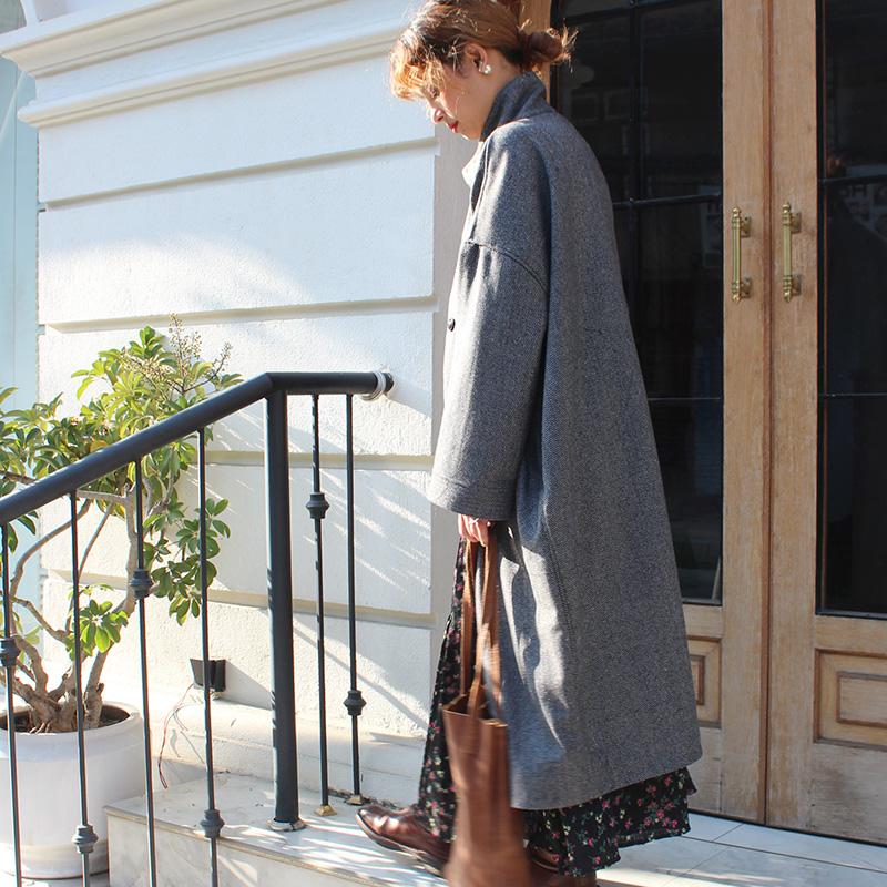 ほっこり冬素材◉ ウールオーバーコート　グレー | 3枚目