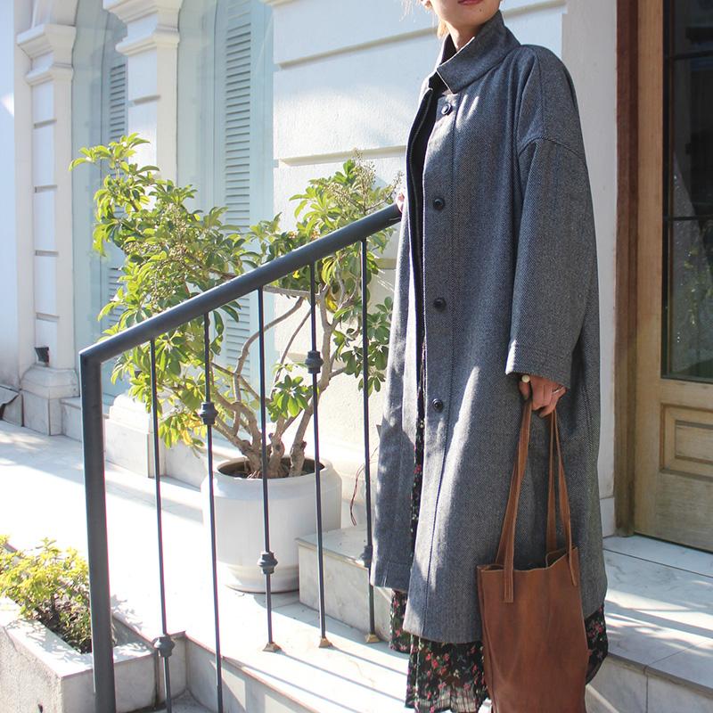 ほっこり冬素材◉ ウールオーバーコート　グレー | 4枚目