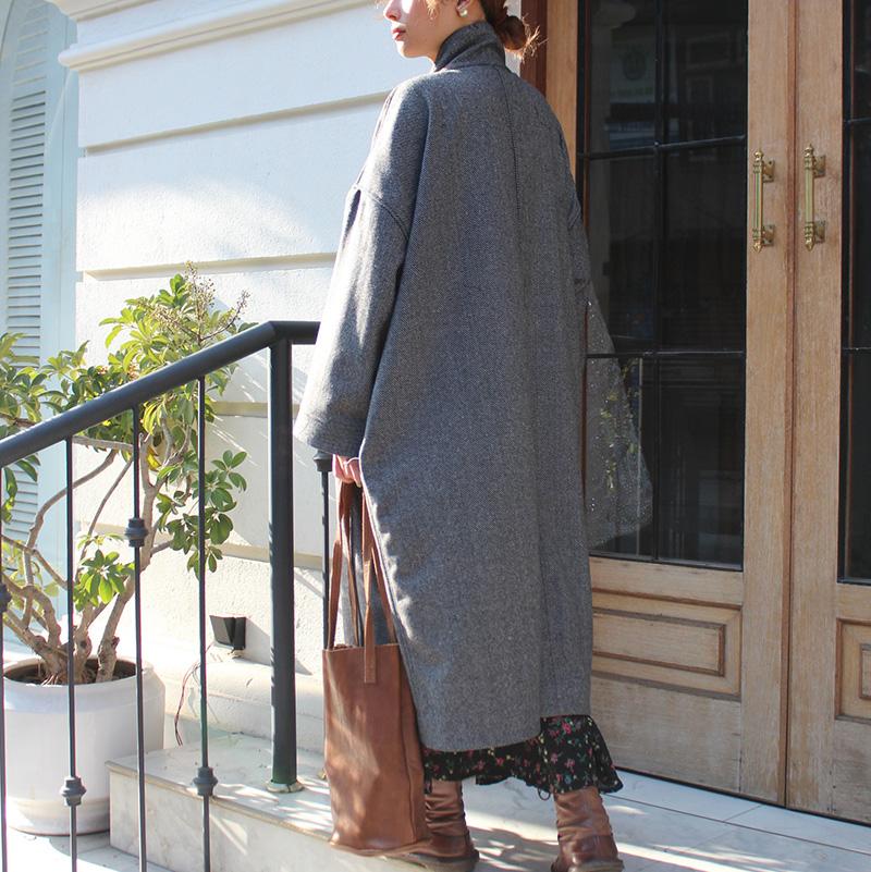 ほっこり冬素材◉ ウールオーバーコート　グレー | 5枚目