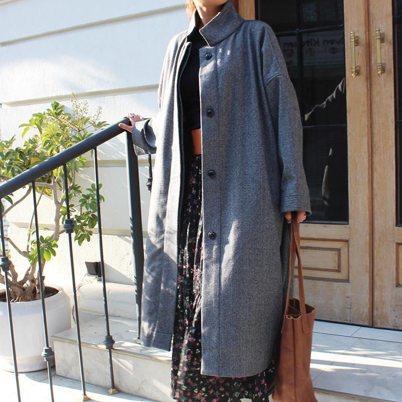 ほっこり冬素材◉ ウールオーバーコート　グレー | 6枚目