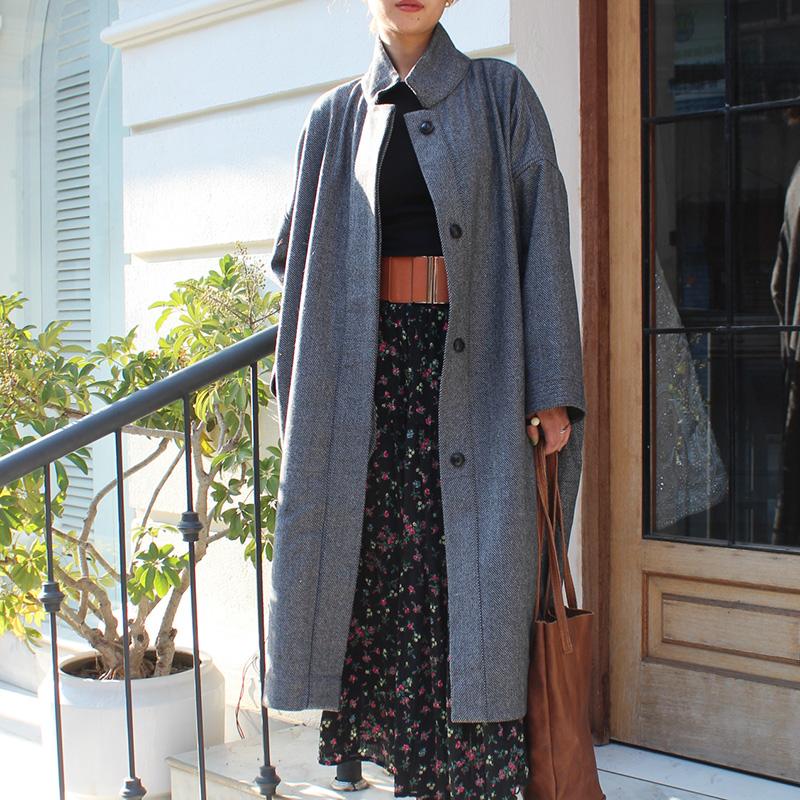 ほっこり冬素材◉ ウールオーバーコート グレー1枚目の画像